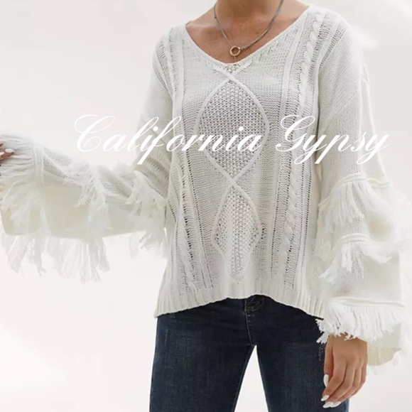 LAST ONE Fringe Knit Boho Oversized Sweater - Picture 8 of 9